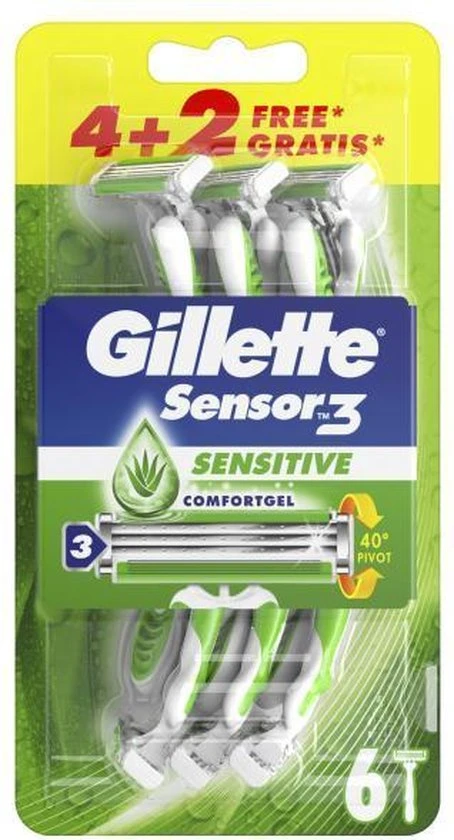 Goedkoopste ???? Gillette Sensor3 Sensitive Wegwerpmesjes Mannen - 6 Stuks ✔️ 1 Goedkoopste ???? Gillette Sensor3 Sensitive Wegwerpmesjes Mannen - 6 Stuks ✔️