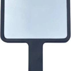 Promo ✨ Merkloos Make-Up Spiegel / Handspiegel Met Handvat - Zwart - Klein - Compact - Handzaam - 8,0 X 8,0 Cm Spiegeloppervlak ⌛