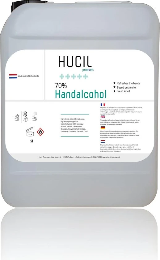 Coupon ???? Hucil Handalcohol 70% Procent - Dunne Vloeistof - Vloeibaar - Hand Alcohol - Handgel - Voor Spray Dispensers - 5 Liter ⌛ 1 Coupon ???? Hucil Handalcohol 70% Procent - Dunne Vloeistof - Vloeibaar - Hand Alcohol - Handgel - Voor Spray Dispensers - 5 Liter ⌛