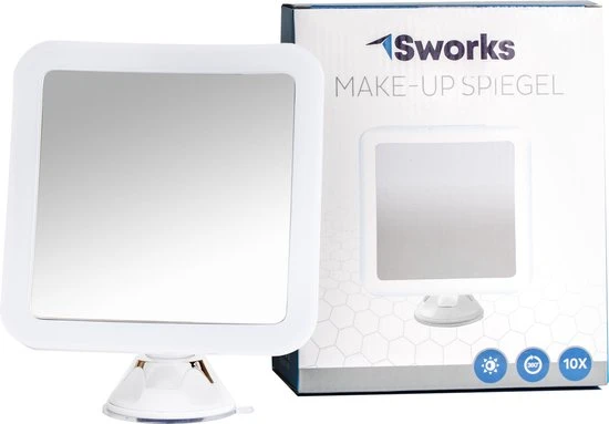 Begroting ???? Sworks Vergroot Make Up En Scheer Spiegel Met LED Verlichting Vierkant - 10x Vegroting En Natuurlijk Licht Voor Cosmetica/Scheren/Epileren - 360° Graden Verstelbare Zuignap En Wandbevestiging ???? 8 Begroting ???? Sworks Vergroot Make Up En Scheer Spiegel Met LED Verlichting Vierkant - 10x Vegroting En Natuurlijk Licht Voor Cosmetica/Scheren/Epileren - 360° Graden Verstelbare Zuignap En Wandbevestiging ???? - Afbeelding 8