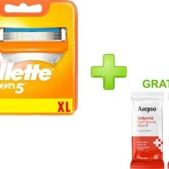 Nieuw ???? Gillette Fusion5 Scheermesjes/navulmesjes – 8 Stuks + GRATIS 2x Asepso Gezichtsdoekjes ❤️