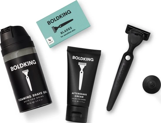 Beste deal ???? Boldking The Start Pack Voor Gevoelige Huid - Houder + 4 Mesjes + Foaming Shave Gel + Aftershave Cream ???? 1 Beste deal ???? Boldking The Start Pack Voor Gevoelige Huid - Houder + 4 Mesjes + Foaming Shave Gel + Aftershave Cream ????