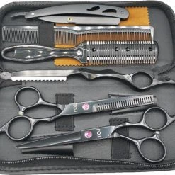 Begroting ???? TOJ Kappersschaar Set RVS – 16CM - 8 Delig - Rechtshandig - Zwart ????