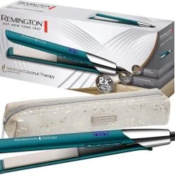 Beste Verkoop ???? Remington Advanced Coconut Therapy Ceramic Hair Straightener - Salon Performance 110 Mm Hair Straighteners With Integrated Temperature Sensor - S8648, Jade ????