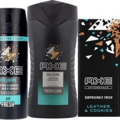 Goedkoopste ???? Axe Collision Leather & Cookies - Voordeelverpakking - After Shave & Deo Spray & Douchegel ????