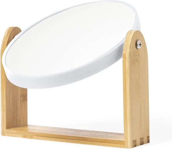 Nieuw ???? Merkloos Make-up Spiegel - Tafelspiegel - Op Standaard - Rond - Compact - Dames - Bamboe - Beige ???? 2 Nieuw ???? Merkloos Make-up Spiegel - Tafelspiegel - Op Standaard - Rond - Compact - Dames - Bamboe - Beige ???? - Afbeelding 2
