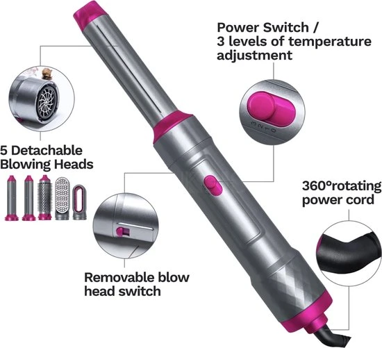 Beste Pirce ???? DI ANGELO Föhnborstel - 5-in-1 Multi Styler - Krultang - Hairwrap - Airstyler - Krulborstel - Hairstyler - Oktober 2022 Edition ???? 5 Beste Pirce ???? DI ANGELO Föhnborstel - 5-in-1 Multi Styler - Krultang - Hairwrap - Airstyler - Krulborstel - Hairstyler - Oktober 2022 Edition ???? - Afbeelding 5