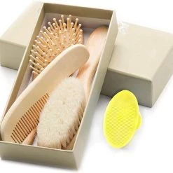 Kopen ✨ Haur – Babykam Set Met Extra Zachte Borstel - Borstel Bamboe - Geitenhaar Borstel ????