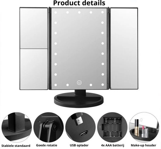 Top 10 ✨ Simver Spiegel Met LED Dragen Verlichting - Valentijn Cadeautje - Cosmetica / Visagie Spiegel - Make-upspiegel - Wit ???? 2 Top 10 ✨ Simver Spiegel Met LED Dragen Verlichting - Valentijn Cadeautje - Cosmetica / Visagie Spiegel - Make-upspiegel - Wit ???? - Afbeelding 2