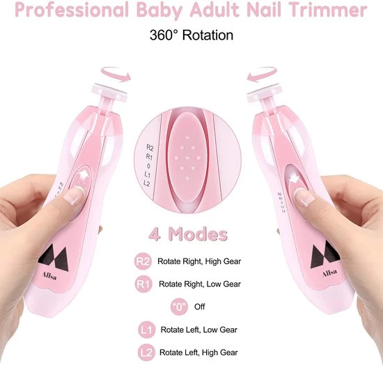 Kopen ???? Allsa Baby Nagelvijl - Elektrische Nagelvijl - Ook Voor Volwassenen - LED Licht - Baby Cadeau - Roze ???? 5 Kopen ???? Allsa Baby Nagelvijl - Elektrische Nagelvijl - Ook Voor Volwassenen - LED Licht - Baby Cadeau - Roze ???? - Afbeelding 5