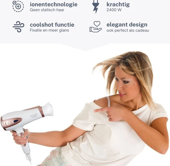 Coupon ???? Adler Fohn - Haardroger - Fohn Met Diffuser - Haarfohn - 2400W - WIT ✨ 3 Coupon ???? Adler Fohn - Haardroger - Fohn Met Diffuser - Haarfohn - 2400W - WIT ✨ - Afbeelding 3