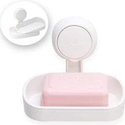 Flash-uitverkoop ???? Malony Zeepbakje Met Zuignap - Zeephouder - Badkamer Accessoires - 2 Lagen - Hangend Of Staand - Wit ????