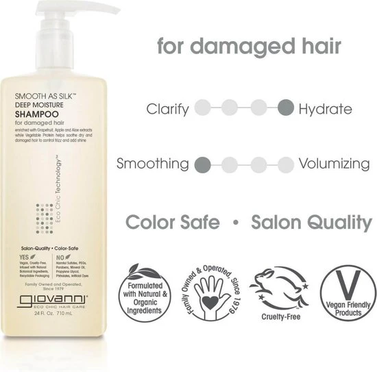 Goedkoopste ???? Giovanni Cosmetics - Smooth As Silk Shampoo 250 Ml ???? 2 Goedkoopste ???? Giovanni Cosmetics - Smooth As Silk Shampoo 250 Ml ???? - Afbeelding 2