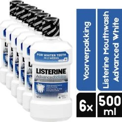 Promo ✨ Listerine Advanced White Mondwater | Voordeelpakket | 6 X 500ML | Frisse Mondwater Voor Witte Tanden | Megavoordeelverpakking ????
