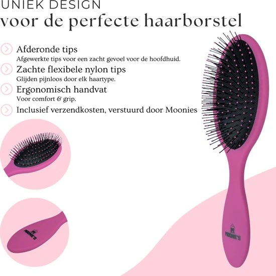 Coupon ???? MOONIE'S® Anti-Klit Haarborstel - Haarborstel - Haarkam - Rond - Roze ⭐ 2 Coupon ???? MOONIE'S® Anti-Klit Haarborstel - Haarborstel - Haarkam - Rond - Roze ⭐ - Afbeelding 2