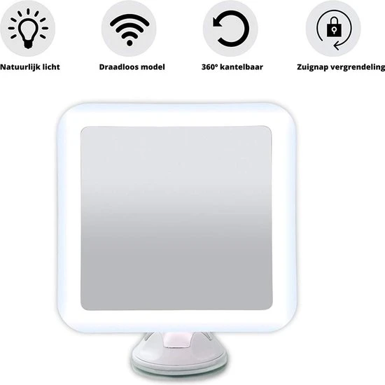 Begroting ???? Sworks Vergroot Make Up En Scheer Spiegel Met LED Verlichting Vierkant - 10x Vegroting En Natuurlijk Licht Voor Cosmetica/Scheren/Epileren - 360° Graden Verstelbare Zuignap En Wandbevestiging ???? 2 Begroting ???? Sworks Vergroot Make Up En Scheer Spiegel Met LED Verlichting Vierkant - 10x Vegroting En Natuurlijk Licht Voor Cosmetica/Scheren/Epileren - 360° Graden Verstelbare Zuignap En Wandbevestiging ???? - Afbeelding 2