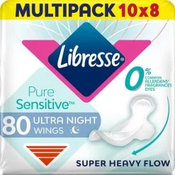 Beste deal ???? Libresse Pure Sensitive - Ultra Night + Wings Maandverband- 80 Stuks ✨