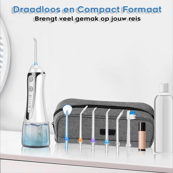 Hete verkoop ???? Docci DC-700W Flosapparaat – 5 Standen En 5 Opzetstukjes – Gratis Luxe Reistas - 300 Ml Tank - 30 Dagen Geld Terug Garantie! – Wit ???? 2 Hete verkoop ???? Docci DC-700W Flosapparaat – 5 Standen En 5 Opzetstukjes – Gratis Luxe Reistas - 300 Ml Tank - 30 Dagen Geld Terug Garantie! – Wit ???? - Afbeelding 2