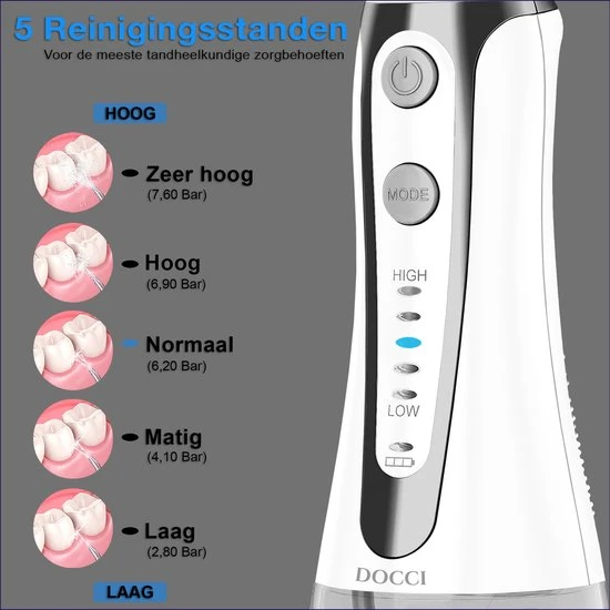 Hete verkoop ???? Docci DC-700W Flosapparaat – 5 Standen En 5 Opzetstukjes – Gratis Luxe Reistas - 300 Ml Tank - 30 Dagen Geld Terug Garantie! – Wit ???? 6 Hete verkoop ???? Docci DC-700W Flosapparaat – 5 Standen En 5 Opzetstukjes – Gratis Luxe Reistas - 300 Ml Tank - 30 Dagen Geld Terug Garantie! – Wit ???? - Afbeelding 6