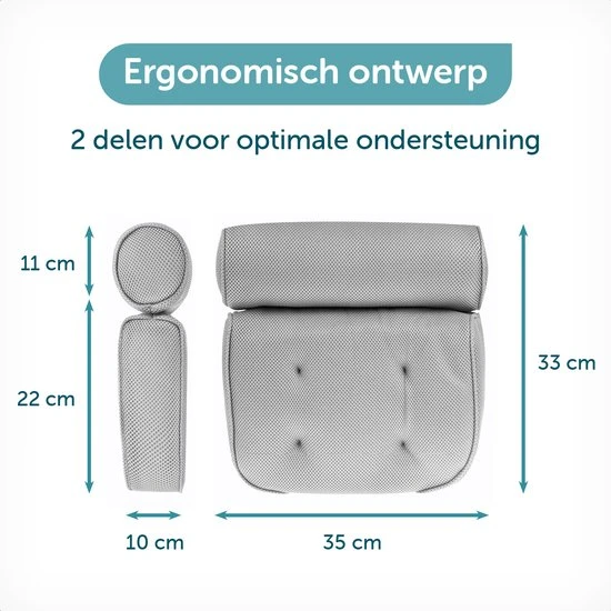 Goedkoop ⌛ ForDig Luxe Badkussen Met Zuignappen – Nekkussen Bad Anti Slip – Badkussens Voor In Bad / Jacuzzi – Hoofdsteun Bad - Grijs ???? 2 Goedkoop ⌛ ForDig Luxe Badkussen Met Zuignappen – Nekkussen Bad Anti Slip – Badkussens Voor In Bad / Jacuzzi – Hoofdsteun Bad - Grijs ???? - Afbeelding 2