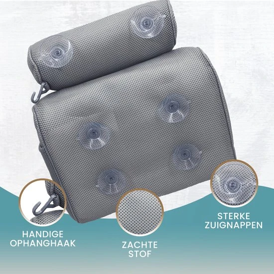 Beste Verkoop ???? House Of Essentials Luxe Spa Badkussen Grijs - Orthopedisch Spa Kussen Voor Rug/Schouders/Nek - 6 Anti Slip Zuignappen - Ergonomisch Design - Hoofdkussen Voor In Bad - Inclusief Loofah Scrub Spons ❤️ 4 Beste Verkoop ???? House Of Essentials Luxe Spa Badkussen Grijs - Orthopedisch Spa Kussen Voor Rug/Schouders/Nek - 6 Anti Slip Zuignappen - Ergonomisch Design - Hoofdkussen Voor In Bad - Inclusief Loofah Scrub Spons ❤️ - Afbeelding 4