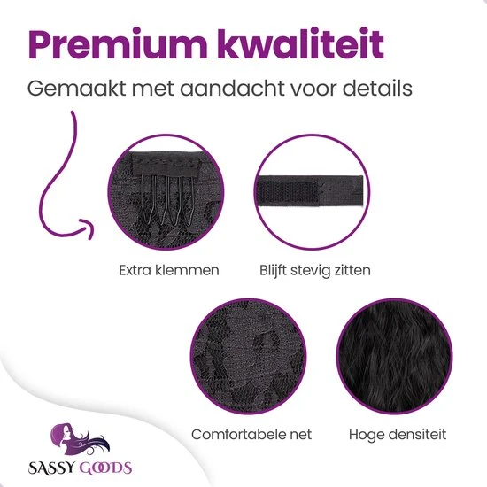 Goedkoopste ???? SassyGoods Wrap Around Ponytail Haar Extensions Paardenstaart Extension - Zwart - 65 Cm ???? 2 Goedkoopste ???? SassyGoods Wrap Around Ponytail Haar Extensions Paardenstaart Extension - Zwart - 65 Cm ???? - Afbeelding 2