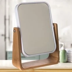 Beste recensies van ???? Merkloos Decopatent® - Staande 360° Makeup Spiegel - Scheerspiegel - Badkamerspiegel - Glas Spiegel Achterkant 3x Vergrotend - Wit Bamboe ????