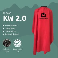 Hete verkoop ???? Luxe Waterproof Kappersmantel Met Elastische Sluiting + Tonova Pen - Rood - 160x140 - Antistatisch Kappersschort - Polyester Ponge Zijde - Salon Kapmantel - Haren Knippen ????