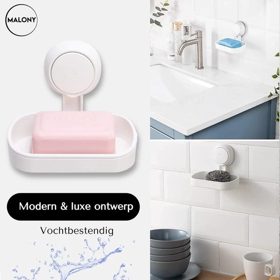 Flash-uitverkoop ???? Malony Zeepbakje Met Zuignap - Zeephouder - Badkamer Accessoires - 2 Lagen - Hangend Of Staand - Wit ???? 3 Flash-uitverkoop ???? Malony Zeepbakje Met Zuignap - Zeephouder - Badkamer Accessoires - 2 Lagen - Hangend Of Staand - Wit ???? - Afbeelding 3