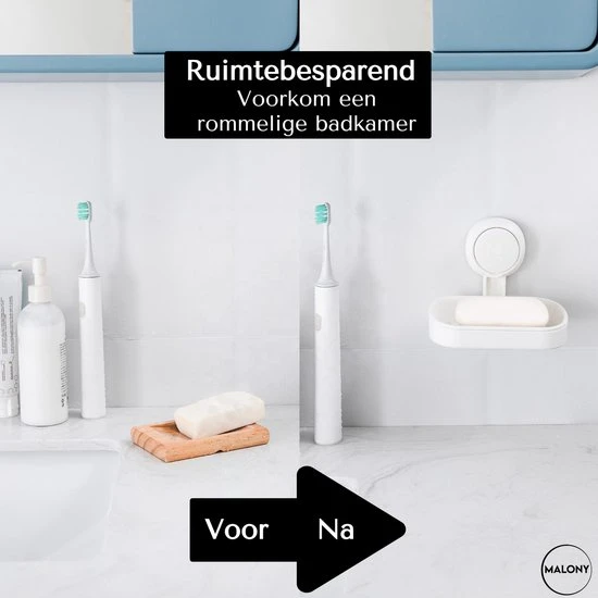 Flash-uitverkoop ???? Malony Zeepbakje Met Zuignap - Zeephouder - Badkamer Accessoires - 2 Lagen - Hangend Of Staand - Wit ???? 4 Flash-uitverkoop ???? Malony Zeepbakje Met Zuignap - Zeephouder - Badkamer Accessoires - 2 Lagen - Hangend Of Staand - Wit ???? - Afbeelding 4