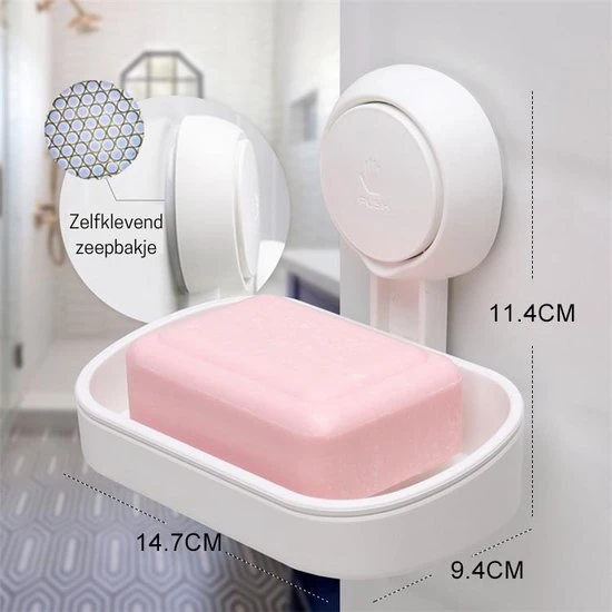 Flash-uitverkoop ???? Malony Zeepbakje Met Zuignap - Zeephouder - Badkamer Accessoires - 2 Lagen - Hangend Of Staand - Wit ???? 12 Flash-uitverkoop ???? Malony Zeepbakje Met Zuignap - Zeephouder - Badkamer Accessoires - 2 Lagen - Hangend Of Staand - Wit ???? - Afbeelding 12