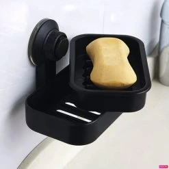 Groothandel ???? Merkloos Hangend Zeepbakje Met Zuignap - Zeephouder - Badkamer Accessoires - 2 Lagen - Vrijstaand Of Wandgemonteerd - Zwart ????