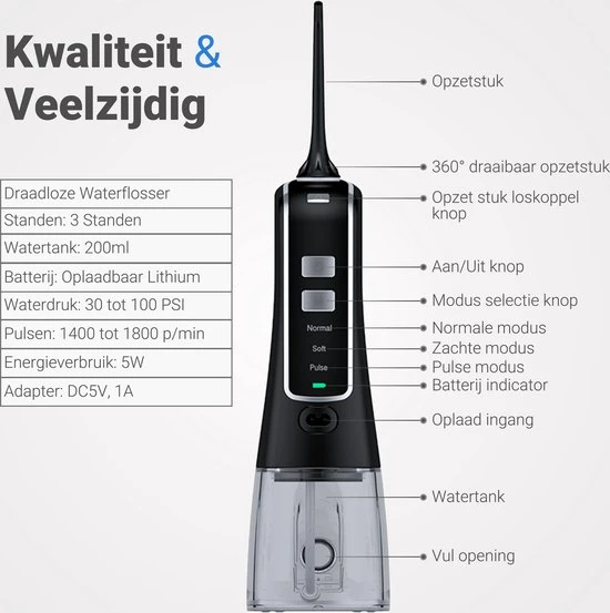 Begroting β TIGIOO - Waterflosser - Monddouche - Draadloos & Oplaadbaar - Zwart 300ml ???? 9 Begroting β TIGIOO - Waterflosser - Monddouche - Draadloos & Oplaadbaar - Zwart 300ml ???? - Afbeelding 9