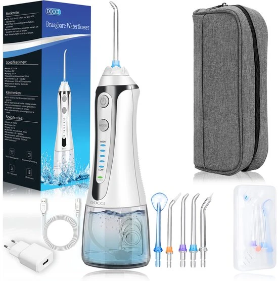 Hete verkoop ???? Docci DC-700W Flosapparaat – 5 Standen En 5 Opzetstukjes – Gratis Luxe Reistas - 300 Ml Tank - 30 Dagen Geld Terug Garantie! – Wit ???? 1 Hete verkoop ???? Docci DC-700W Flosapparaat – 5 Standen En 5 Opzetstukjes – Gratis Luxe Reistas - 300 Ml Tank - 30 Dagen Geld Terug Garantie! – Wit ????