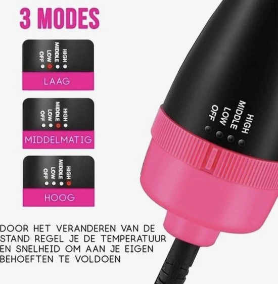 Uitgang ???? One Step 3-in-1 Föhnborstel Rond - Keramische Magic Brush Voor Lang/Kort/Stijl/Krullen - Zwart ???? 5 Uitgang ???? One Step 3-in-1 Föhnborstel Rond - Keramische Magic Brush Voor Lang/Kort/Stijl/Krullen - Zwart ???? - Afbeelding 5