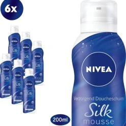 Uitgang ???? NIVEA Silk Mousse Crème Care - 6 X 200 Ml - Voordeelverpakking - Doucheschuim ????