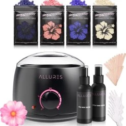 Beste deal ???? Allures Luxe Wax Set – 400g Wax Beans – 30 Spatels – Pre-Wax En After-Wax Spray – Wax Apparaat – Ontharing Apparaat – Wax Ontharen – Complete Set ⭐