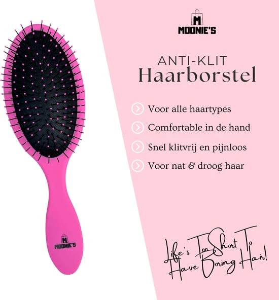 Coupon ???? MOONIE'S® Anti-Klit Haarborstel - Haarborstel - Haarkam - Rond - Roze ⭐ 3 Coupon ???? MOONIE'S® Anti-Klit Haarborstel - Haarborstel - Haarkam - Rond - Roze ⭐ - Afbeelding 3
