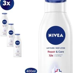 Beste Verkoop ???? NIVEA Repair & Care Bodylotion - Zeer Droge Huid - 3 X 400 Ml - Voordeelverpakking ✔️