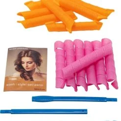 Gloednieuw ✔️ Merkloos Krulspelden - Haarrollers - Hair Curler - Volledige Set - Oranje - Roze ❤️