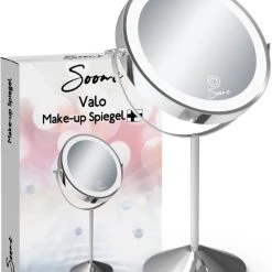 Groothandel ???? Soome Valo - Make Up Spiegel – USB Oplaadbaar - 10X Vergroting - 360 Graden Draaibaar - Dim Functie - Make Up Spiegel Met Verlichting ✨
