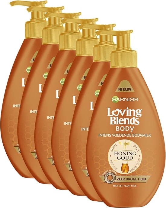 Nieuw ???? Garnier Loving Blends Body Honing Goud Bodymilk - 6 X 250ml - Voordeelverpakking ???? 1 Nieuw ???? Garnier Loving Blends Body Honing Goud Bodymilk - 6 X 250ml - Voordeelverpakking ????