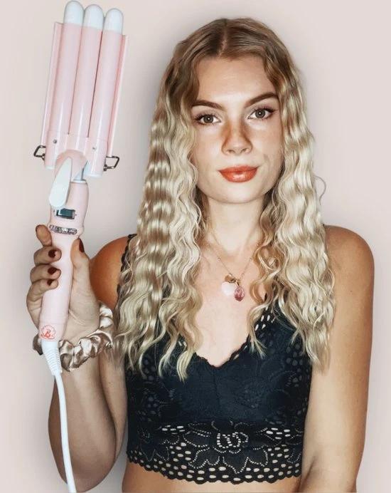 Promo ???? Bombé Waver - Golvenkrultang - Wafeltang - Baby Pink 20mm ✔️ 4 Promo ???? Bombé Waver - Golvenkrultang - Wafeltang - Baby Pink 20mm ✔️ - Afbeelding 4