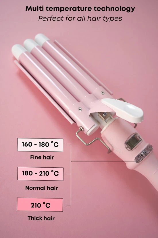 Promo ???? Bombé Waver - Golvenkrultang - Wafeltang - Baby Pink 20mm ✔️ 5 Promo ???? Bombé Waver - Golvenkrultang - Wafeltang - Baby Pink 20mm ✔️ - Afbeelding 5